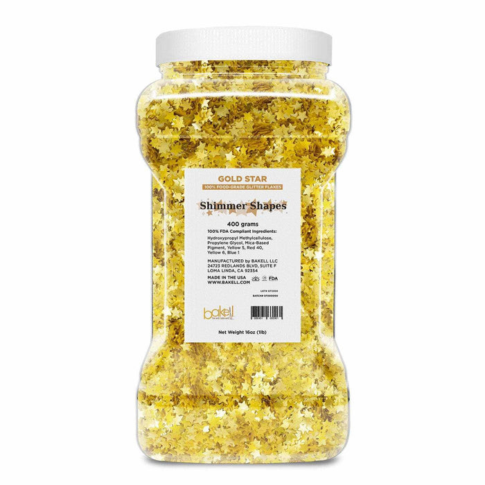 Bulk Gold Star Shaped Edible Shimmer Flakes | #1 Site for 100% Edible Glitter 