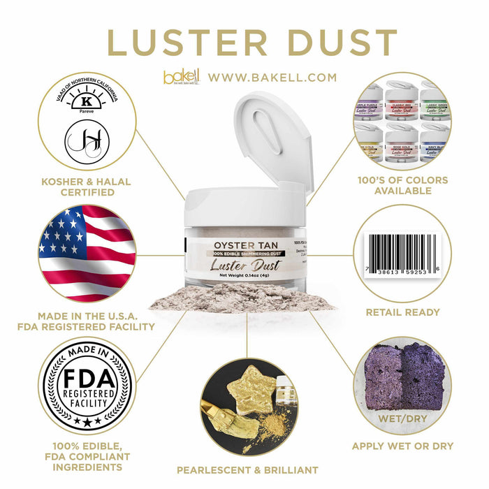 Oyster Tan Edible Luster Dust | FDA Approved & Kosher Pareve | Bakell.com