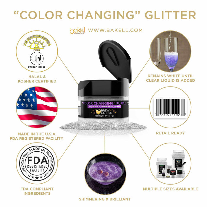 Purple Color Changing Glitter for Cocktails | Bakell