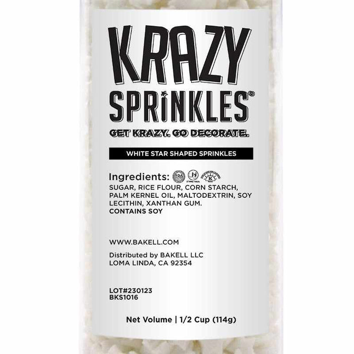 White Star Shaped Sprinkles | Krazy Sprinkles Bakell