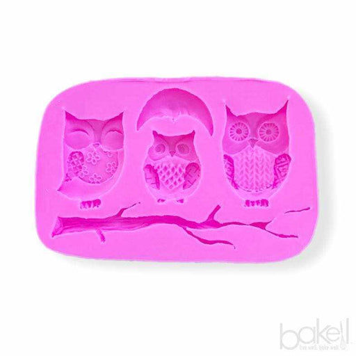 3 Owls "Sitting on Branch" Silicone Mold | Bakell.com