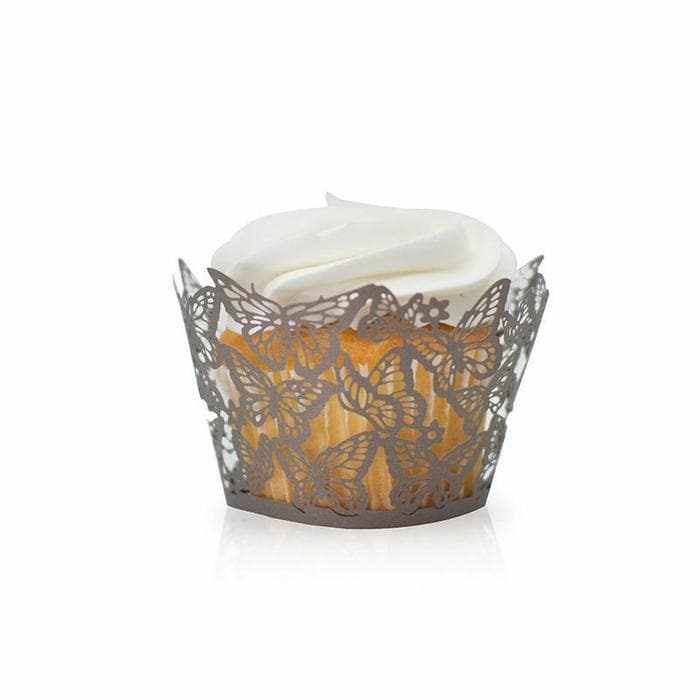 Coffee Brown Butterfly Lace Cupcake Wrappers & Liners | Bakell.com