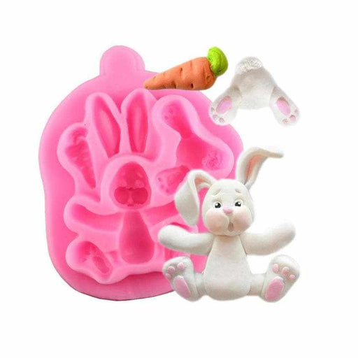 Easter Sitting Bunny Rabbit with Carrot Silicone Mold Kit Large 3x2.5 inches | Bakell-Silicone Molds-bakell