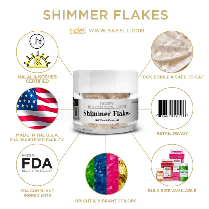 Buy Ivory Edible Shimmer Flakes | Bakell