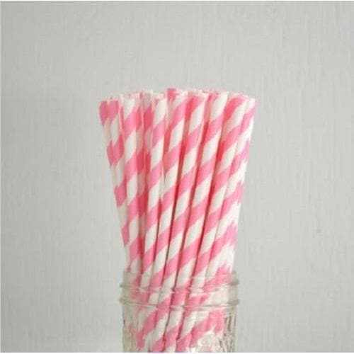Light Pink and White Striped Cake Pop Party Straws-Cake Pop Straws-bakell