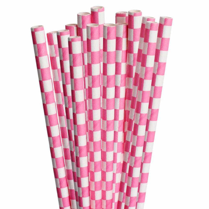Light Pink Checkered Cake Pop Party Straws-Cake Pop Straws-bakell