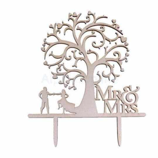 Mr and Mrs Dancing Under a Tree Wedding Cake Topper | Bakell