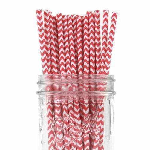 Red and White Chevron Style Cake Pop Party Straws-Cake Pop Straws-bakell