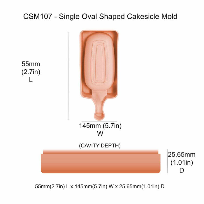 Single Oval Cakesicle Mold | Bakeware Silicone Cake Molds | Bakell