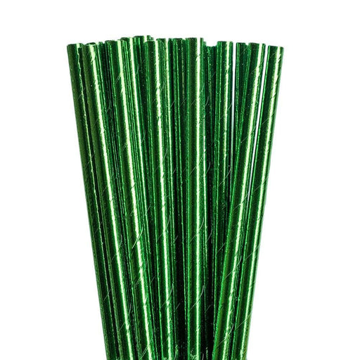 Solid Green Metallic Cake Pop Drinking Straws | Bakell®