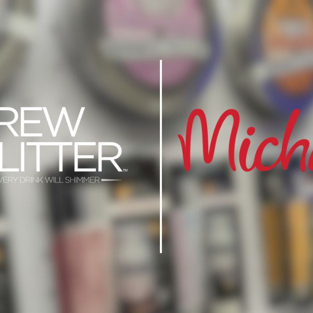 brew glitter and michaels store logos