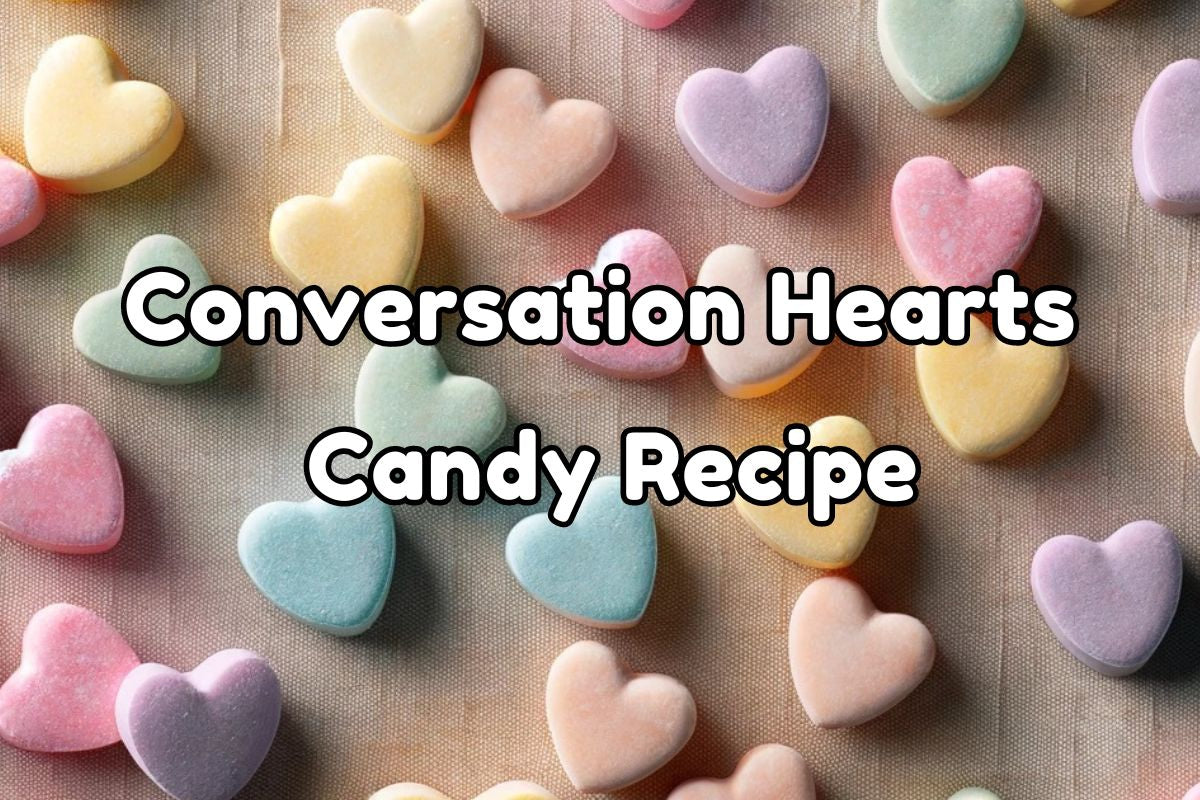 various colors of conversation candy hearts on a tray