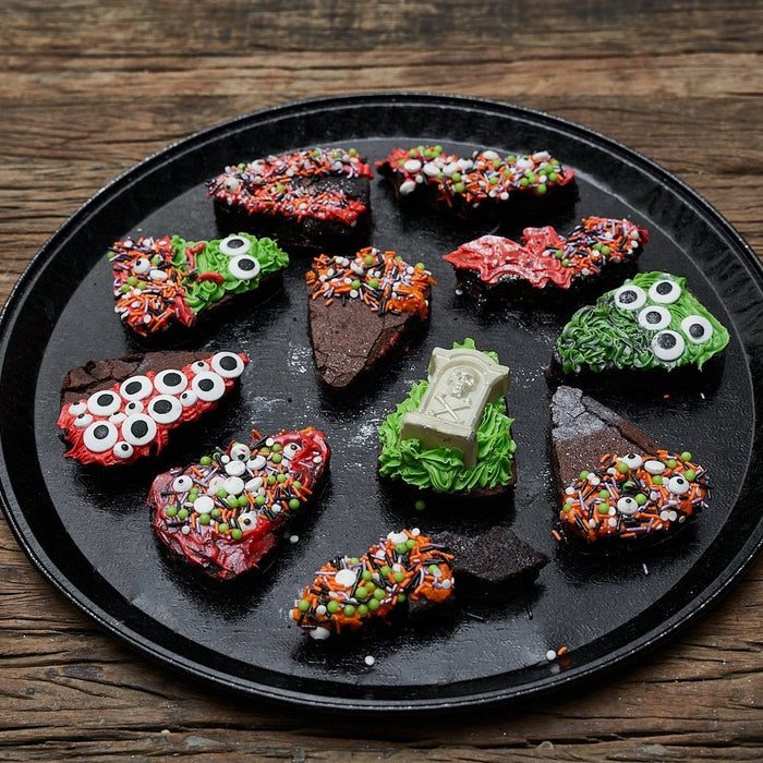 monster brownies on a halloween platter