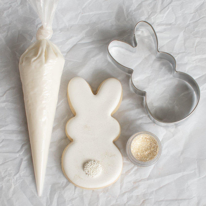White Bunny Easter Cookies with edible glitter