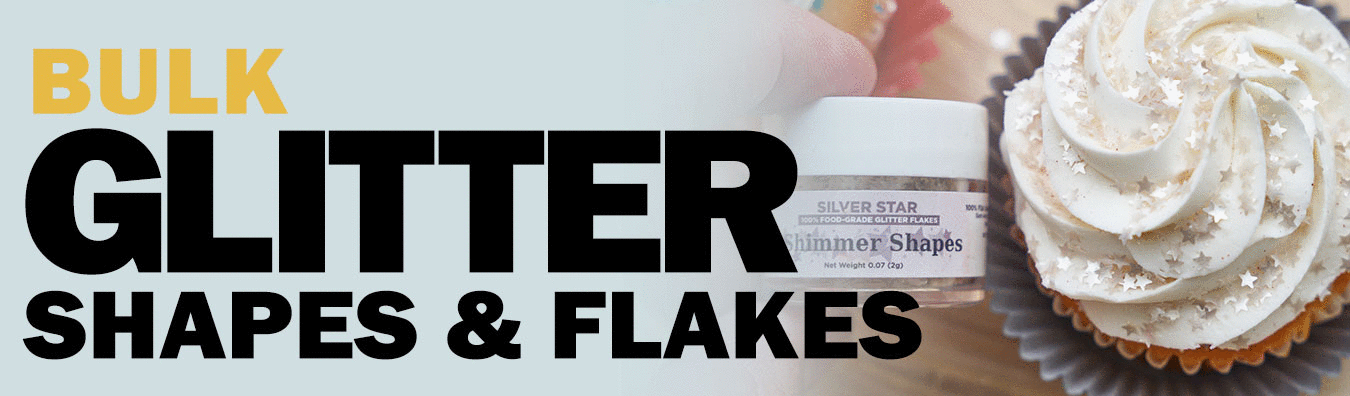 Bulk Silver Star Shaped Edible Shimmer Flakes