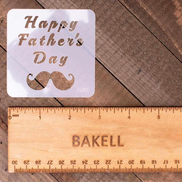 3x3 Happy Father's Day Mustache Stencil | Bakell®-Stencils-bakell