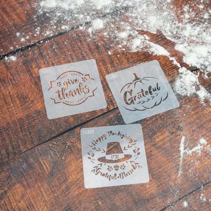 3x3 Thanksgiving Variety Stencil Pack - 3 PC Set | Bakell®-Stencils-bakell