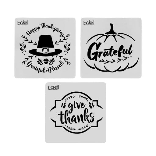 3x3 Thanksgiving Variety Stencil Pack - 3 PC Set | Bakell®-Stencils-bakell