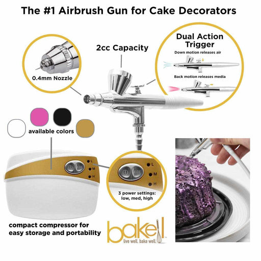 Pro CAKE DECORATING SYSTEM Airbrush Kit 12 Color Food