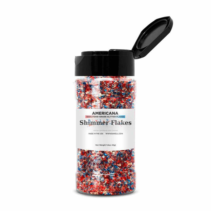 Red, White and Blue Shimmer Flakes in a large shaker near me