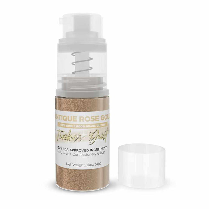 Rose Gold Edible Glitter Mini Spray Dust. Spray Cap and Nozzle for Convenient Dusting of Desserts. | Bakell.com