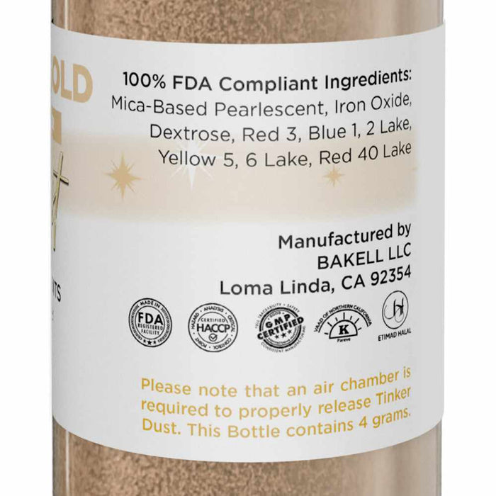 Rose Gold Edible Glitter FDA Compliant Label. Made in the USA. Edible Glitter Spray. | Bakell.com