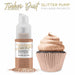 Front view of a 25 gram Antique Rose Gold Edible Glitter Spray Pump to the left, and a cupcake decorated with the glitter to the right. | bakell.com