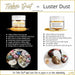 An Infographic showing an edible glitter and Luster Dust comparison. | bakell.com