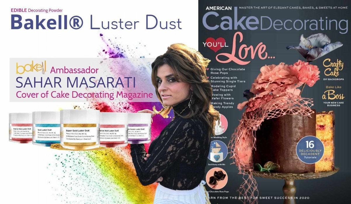 An advertisement for Luster Dust with Bakell Ambassador Sahar Masarati. | bakell.com