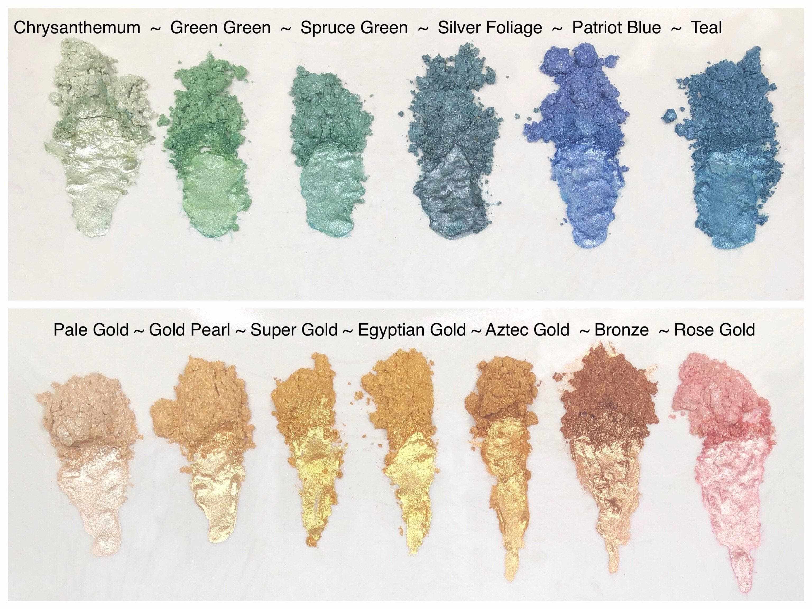 Swatch of various Luster Dust colors | bakell.com