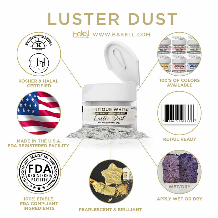 Antique White Luster Dust 4 Gram Jar-Luster Dust_4G_Google Feed-bakell
