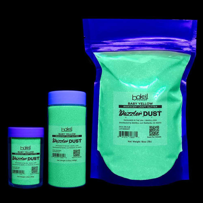Baby Yellow Ultrafine Iridescent Craft Glitter Dazzler Dust | Premium Polyester Non-Toxic | Bakell-B2C_Dazzler Dust-bakell