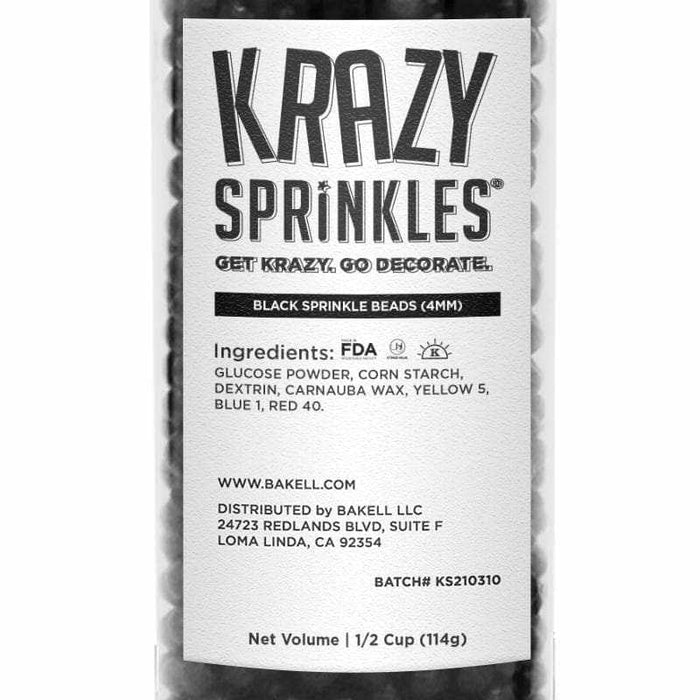 Black 4mm Beads Sprinkles | Krazy Sprinkles | Bakell