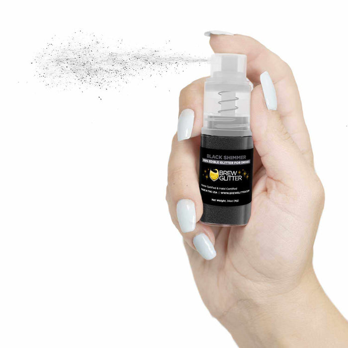 Black Shimmer Brew Glitter | 4g Spray Pump by the Case | Bakell