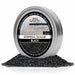 Shimmering black cocktail rimming sugar in a 4oz silver tin with a branded label for drink garnishing.