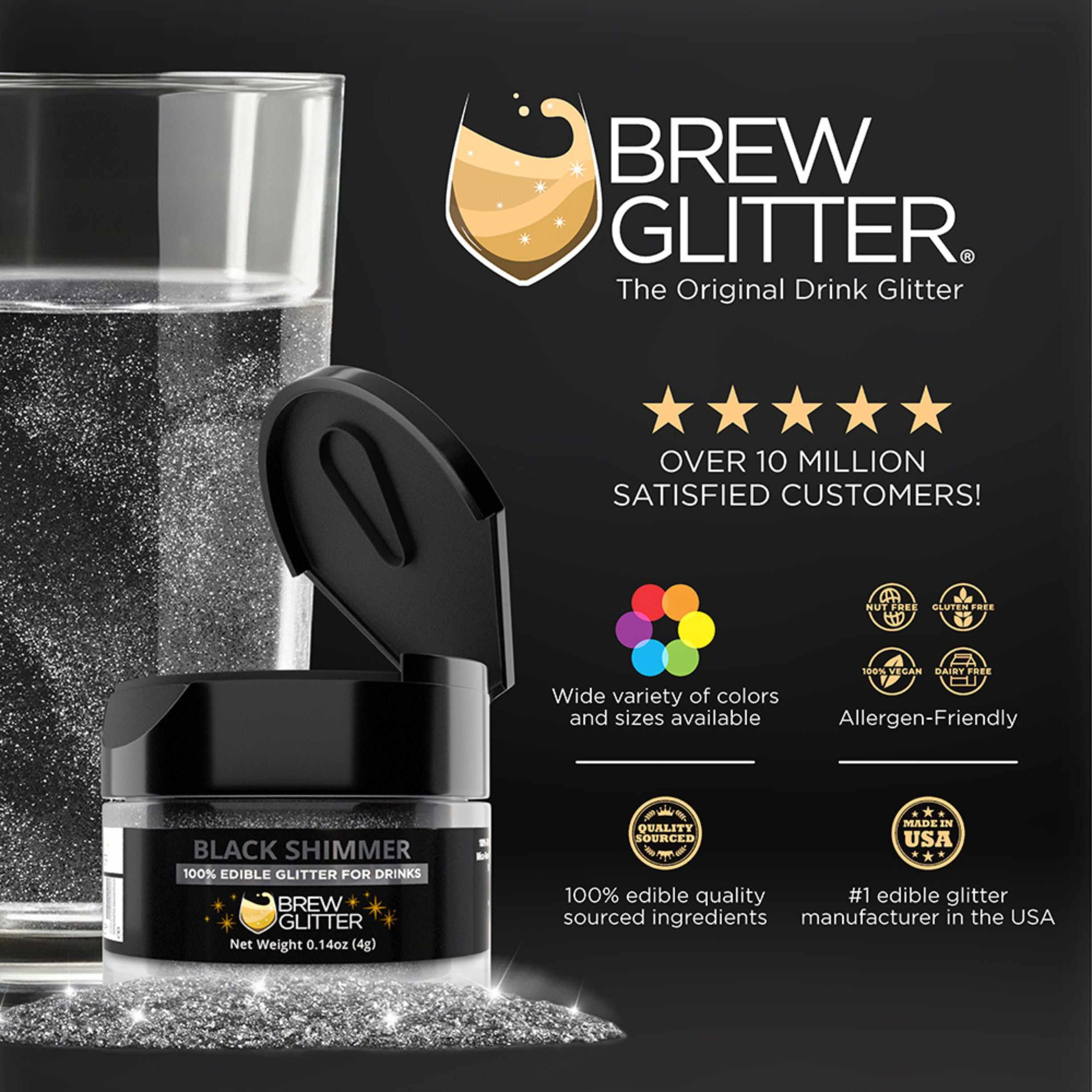 45g Shaker Black Brew Glitter | Easy to Use | Bakell