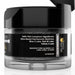 4g jar of black shimmer edible drink glitter with a black flip-top cap and ingredient label.