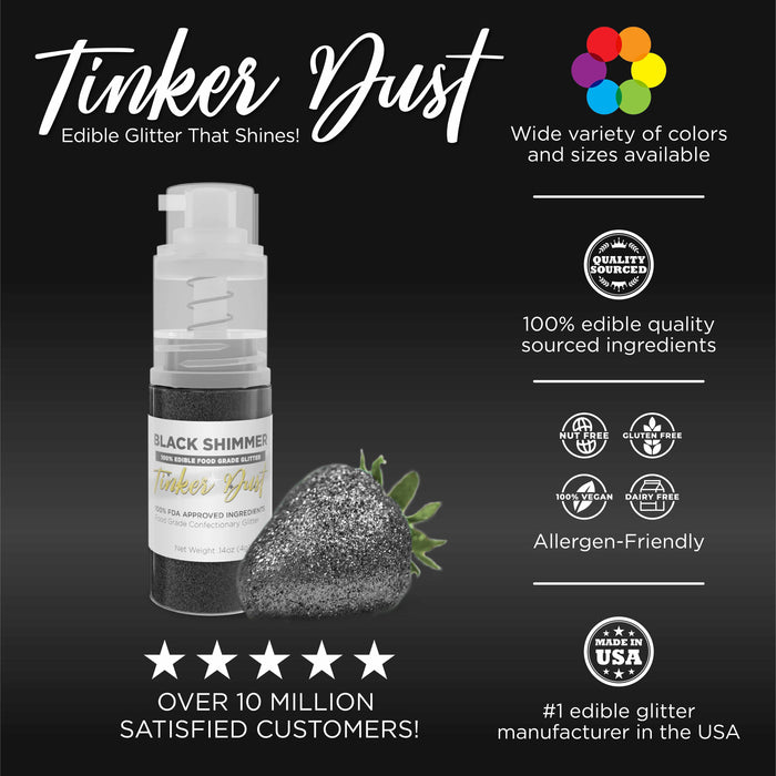 Black Shimmer Edible Glitter Spray 25g Pump | Tinker Dust®-B2C_Tinker Dust_25g Pump-bakell