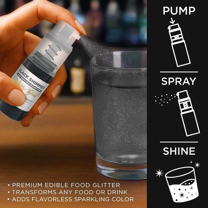 Black Shimmer Edible Glitter Spray 4g Pump | Tinker Dust®-B2C_Tinker Dust_Mini Pump-bakell