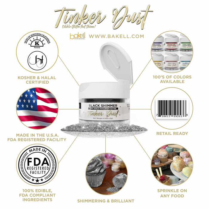 Black Shimmer Edible Glitter | Tinker Dust®-Tinker Dust-bakell