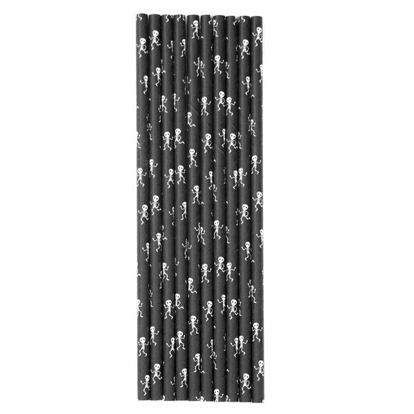 Black Dancing Skeleton | Bulk Halloween Paper Straws 2000 Units