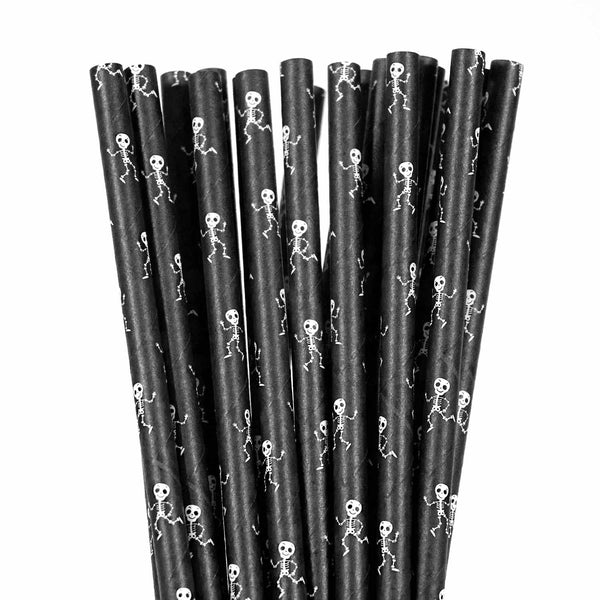 Black Dancing Skeleton | Bulk Halloween Paper Straws 2000 Units