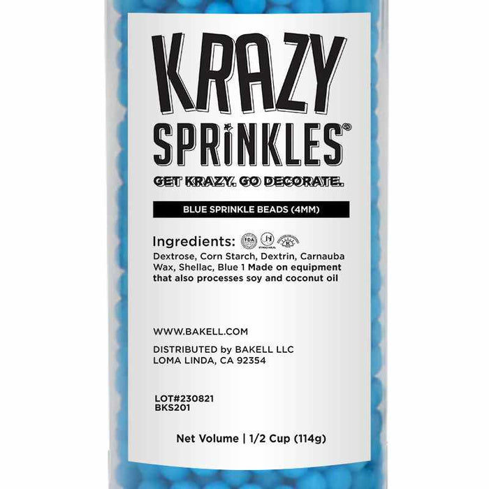 Blue 4mm Beads Sprinkles | Krazy Sprinkles | Bakell