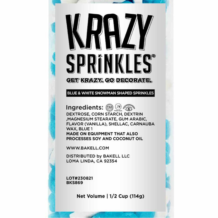 Blue and White Snowman Edible Sprinkles – Krazy Sprinkles® Bakell.com