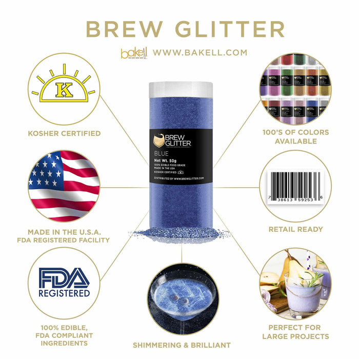 Blue Wine & Champagne Glitter, 100% Edible Glitter | Bakell.com