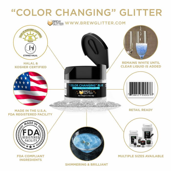 Blue Color Changing Glitter for Coffee, Cappuccinos & Lattes | Bakell.com