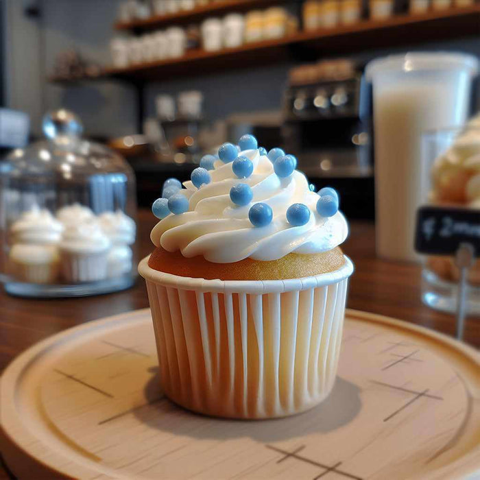 Cupcake covered in Blue Pearl Krazy Sprinkles