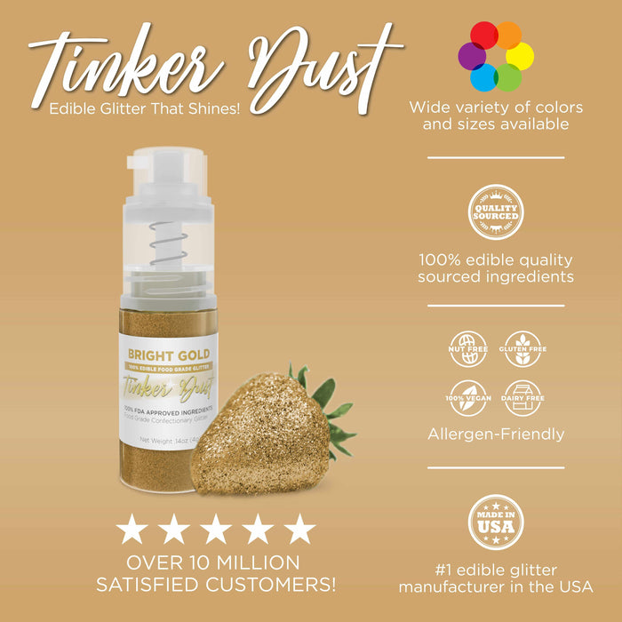 Bright Gold Edible Glitter Spray 25g Pump | Tinker Dust®-B2C_Tinker Dust_25g Pump-bakell