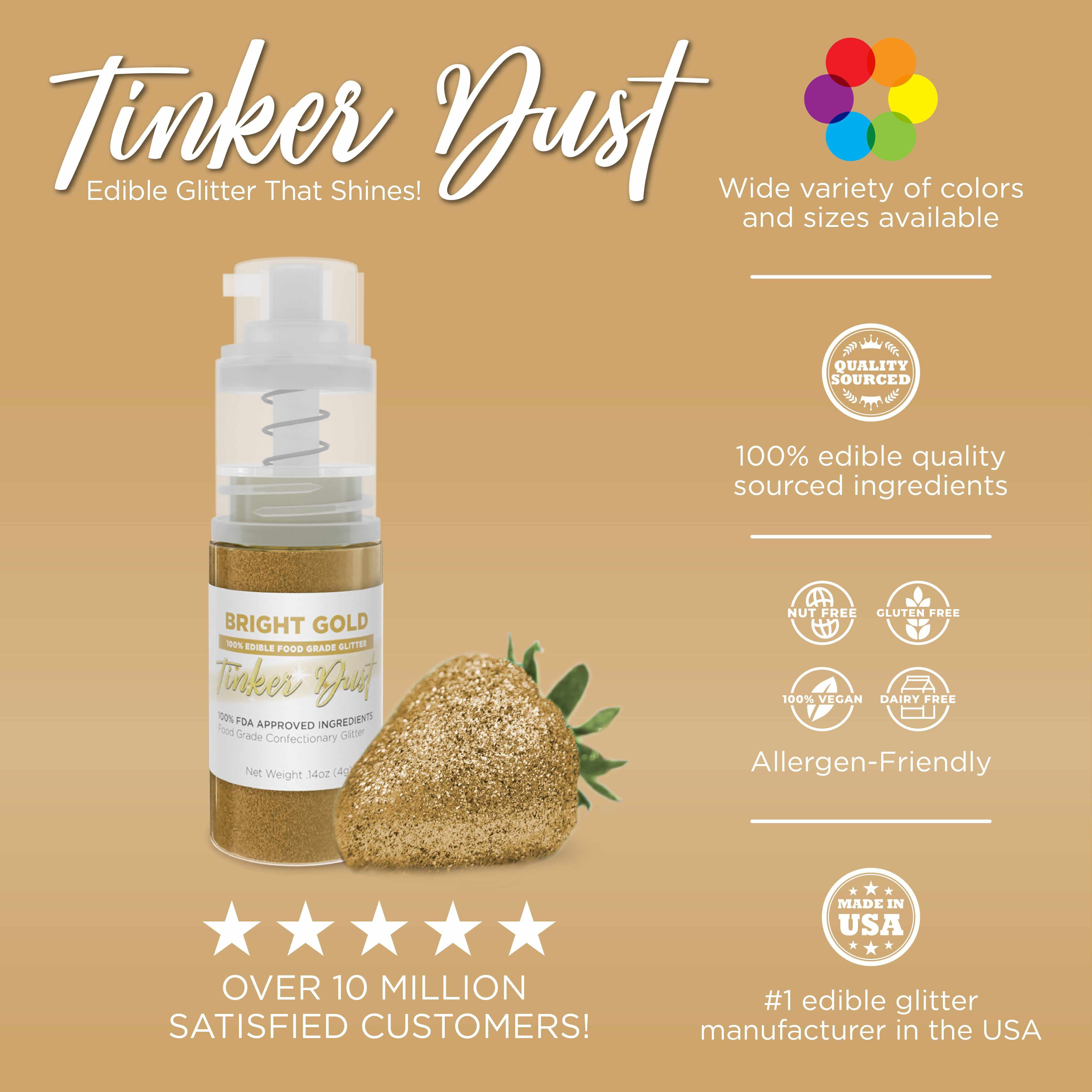 Bright Gold Edible Glitter Spray 25g Pump | Tinker Dust®-B2C_Tinker Dust_25g Pump-bakell