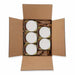 Open cardboard box containing five 1kg jars of Bright Gold Tinker Dust® Glitter, packed with brown paper.